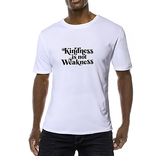 

Men's Daily Sports Business / Basic T-shirt - Solid Colored / Letter Black & White, Print Yellow