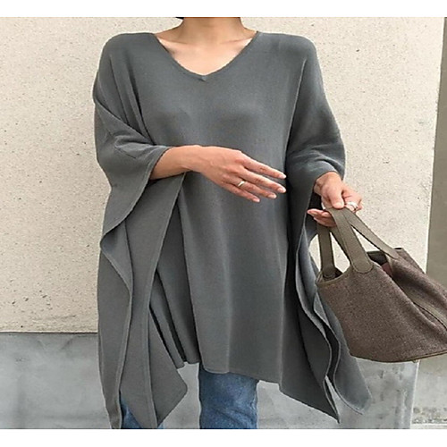 

Women's Solid Colored Asymmetric Loose Shirt Daily Black / Blue / Purple / Brown / Gray
