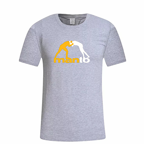 

Men's Daily Sports Business / Basic T-shirt - Solid Colored / Letter Black & White, Print Yellow