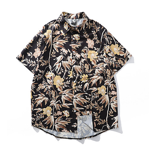 

Men's Daily Basic Shirt - Floral / Scenery Print Black