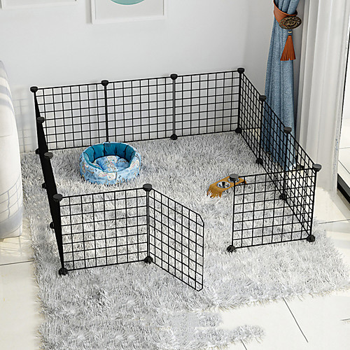 

Dog Playpen Play House Fence Systems Foldable Washable Durable Free Standing Plastic Black 12pcs