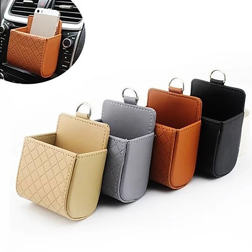 

Unisex Embossed Faux Leather Mobile Phone Bag Lattice Brown / Black / Beige