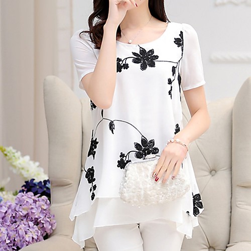 

Women's Daily T-shirt - Floral White