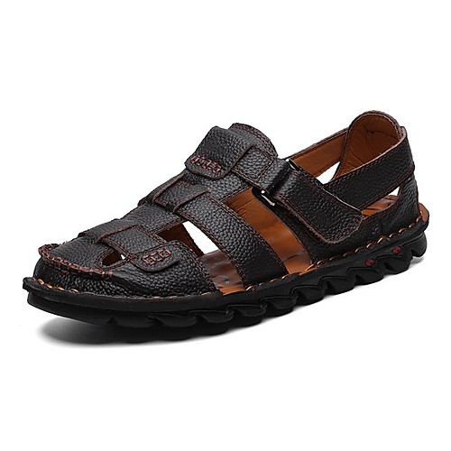 

Men's Cowhide Summer Sandals Non-slipping Brown / Black