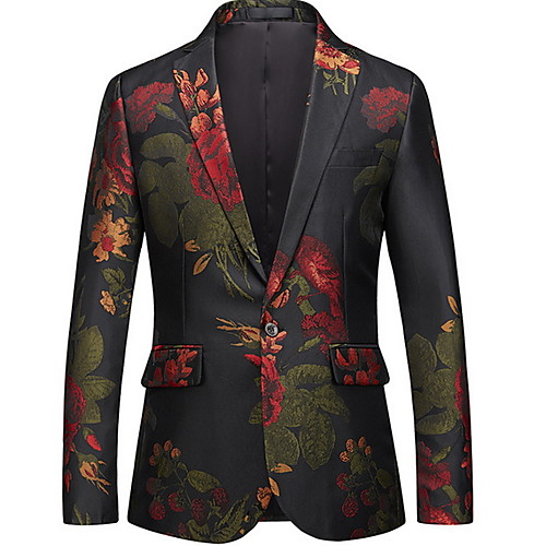

Men's Blazer Notch Lapel Polyester Black