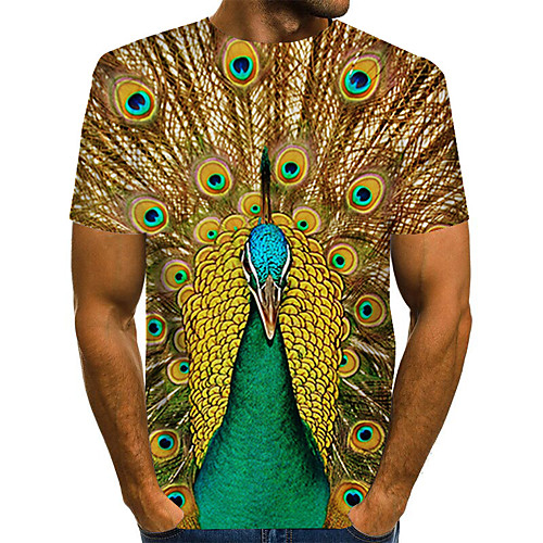 

Men's Daily Holiday Street chic / Exaggerated T-shirt - Color Block / 3D / Abstract Print Green
