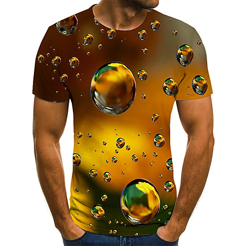 

Men's Holiday Going out Street chic / Exaggerated T-shirt - Geometric / Color Block / 3D Print Rainbow