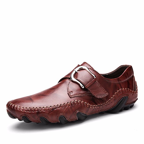 

Men's Leather Spring & Summer Casual Oxfords Walking Shoes Wear Proof Light Brown / Burgundy / Black