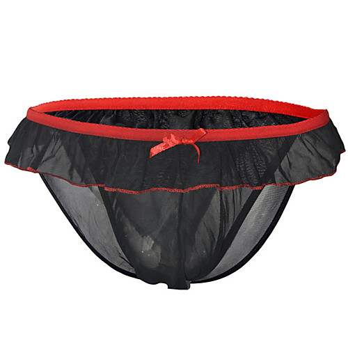 

Men's Mesh Briefs Underwear - Normal Low Waist Black One-Size