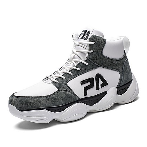

Men's PU Spring & Summer Athletic Shoes Non-slipping Color Block White / Black / Gray