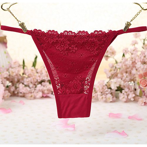 

Women's Lace / Cut Out / Bow G-strings & Thongs Panties - Normal Mid Waist Red Khaki White One-Size