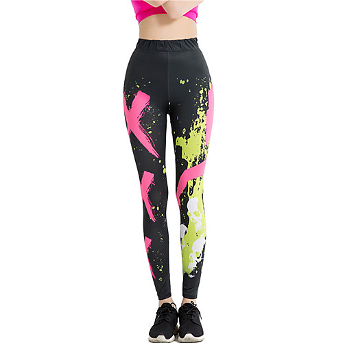 

Women's Sports / Yoga Sporty / Basic Legging - Striped / Print / Color Block, Print Mid Waist Black One-Size