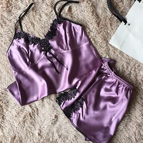 

Women's Round Neck Suits Pajamas Solid Colored