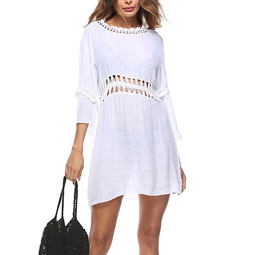 

Women's Basic White Cover-Up Swimwear Swimsuit - Solid Colored One-Size White