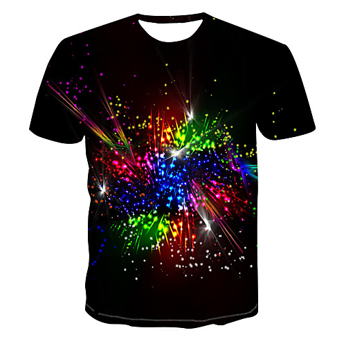 

Men's Club Weekend Street chic / Punk & Gothic T-shirt - Color Block / 3D / Abstract Print Rainbow