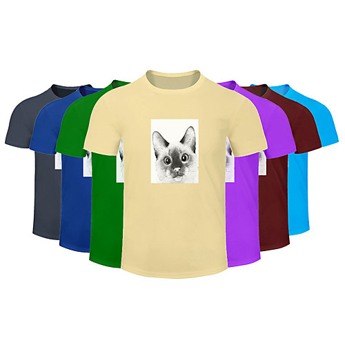 

Men's Women's Cotton Running T-Shirt Workout Shirt Round Neck Running Active Training Jogging Breathable Quick Dry Moisture Wicking Sportswear Cat Plus Size Tee / T-shirt Top Short Sleeve Activewear