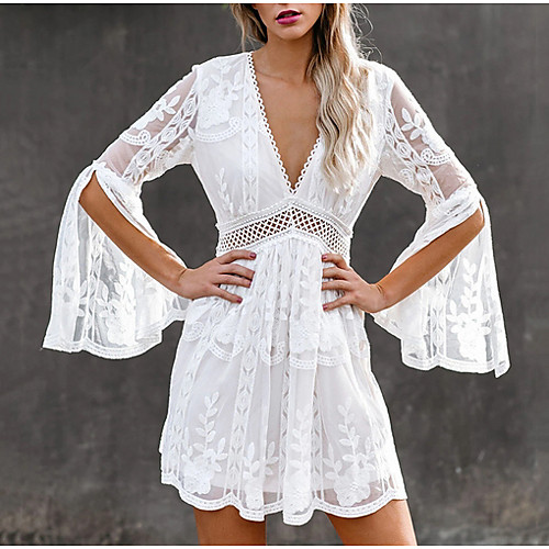 

Women's White Dress Elegant Sheath Solid Color S M