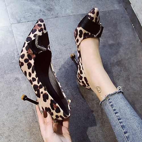 

Women's Heels Stiletto Heel Pointed Toe PU Spring & Summer Brown / Black