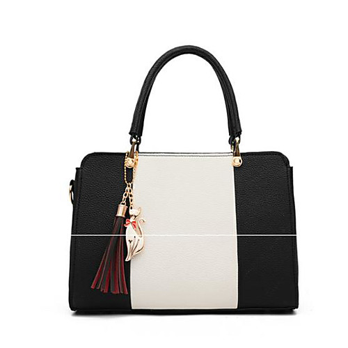 

Women's PU Top Handle Bag Color Block Blushing Pink / Dusty Rose / Black