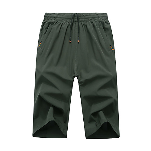 

Men's Running 3/4 Capri Pants Running Shorts Drawstring Elastane Sports Shorts Bottoms Running Fitness Jogging Training Breathable Quick Dry Soft Solid Colored Dark Grey Army Green Black