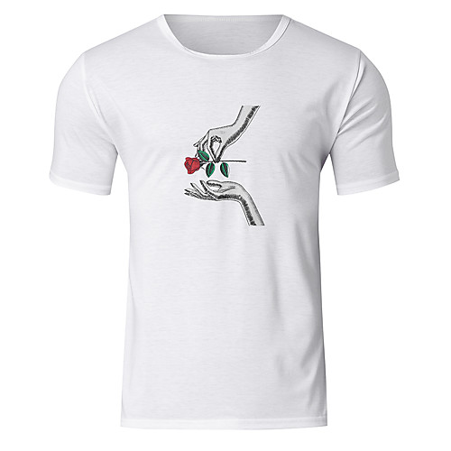 

Men's Daily Going out Basic / Street chic T-shirt - Floral Print White