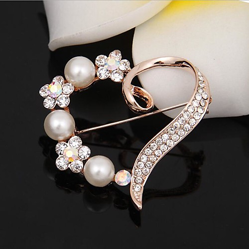 

Women's Cubic Zirconia Brooches Classic Heart Stylish Simple Classic Brooch Jewelry Gold Silver For Party Gift Daily Work Festival
