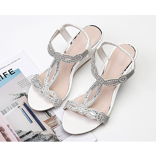 

Women's Sandals Wedge Heel Open Toe PU Summer White
