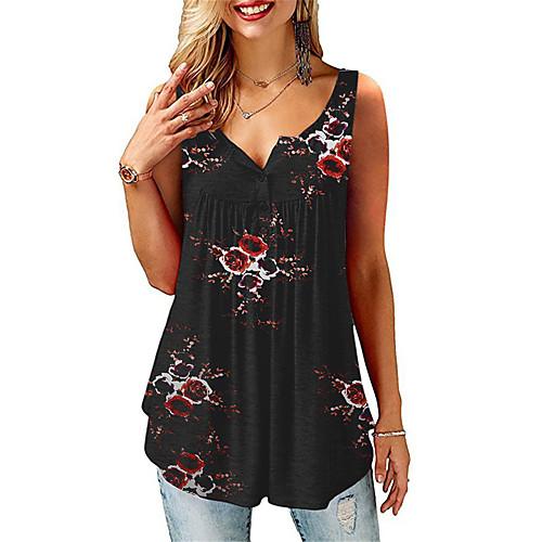 

Women's Daily Elegant T-shirt - Floral Pleated Blue