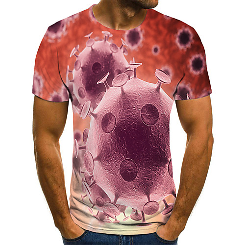 

Men's Holiday Going out Street chic / Exaggerated T-shirt - Geometric / Color Block / 3D Print Rainbow