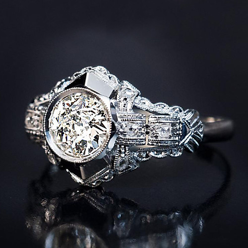 

Women's Ring Belle Ring AAA Cubic Zirconia 1pc White Copper Silver-Plated Irregular Statement Luxury Party Evening Gift Jewelry Geometrical Wearable