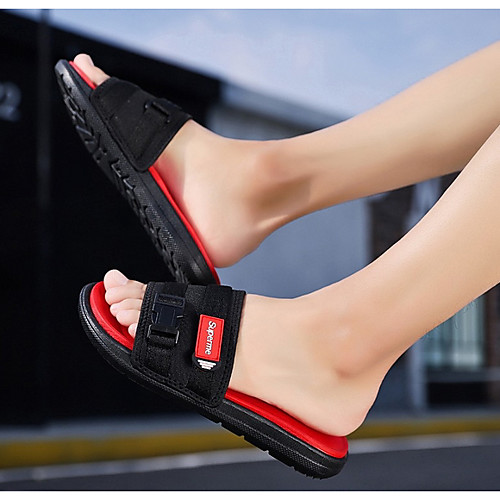 

Men's Mesh Summer Sandals Non-slipping Color Block Black / Red / Red / Black