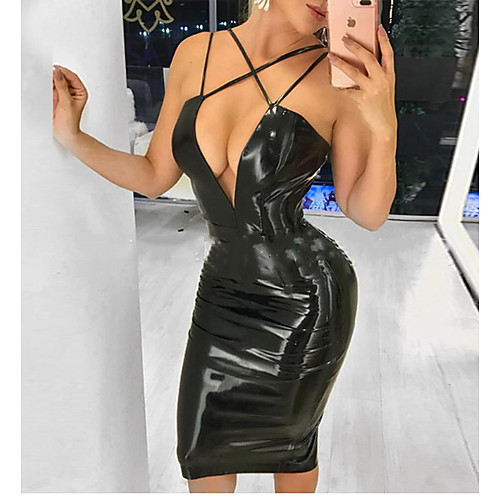 

Women's Black Dress Sheath Solid Color S M