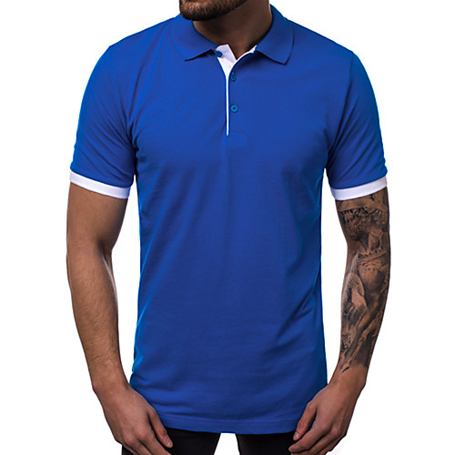 

Men's Daily Going out Basic Polo - Color Block Patchwork Blue