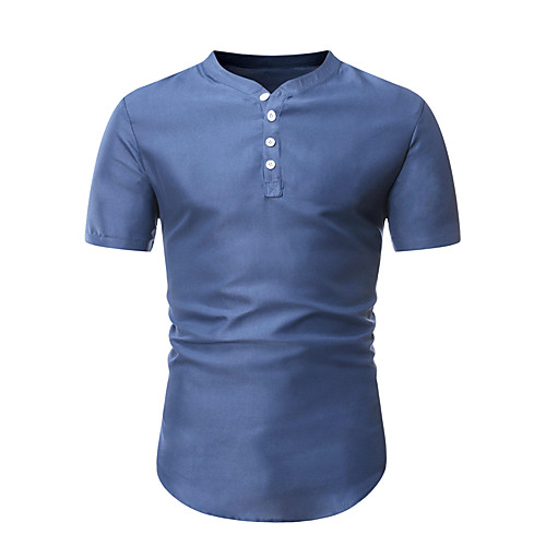 

Men's Work Weekend Business / Chinoiserie Shirt - Solid Colored Blue