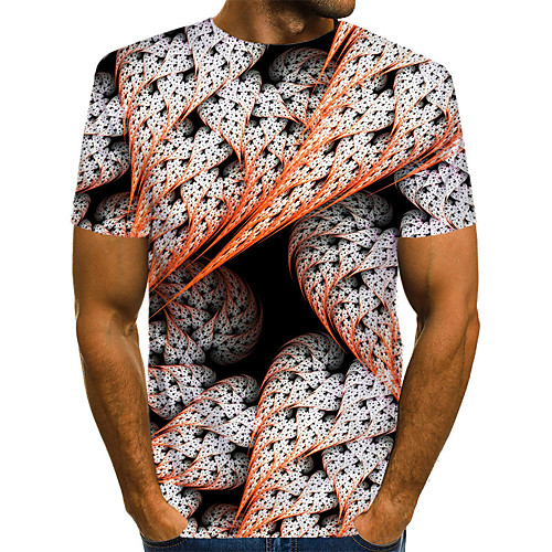 

Men's Daily Going out Basic / Street chic T-shirt - Geometric / 3D / Graphic Print Gray