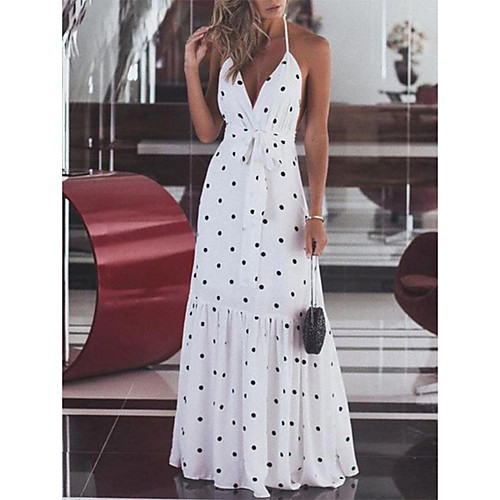 

Women's Red White Dress Sheath Polka Dot S M