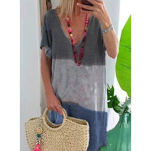 

Women's Red Green Dress Tunic Geometric S M
