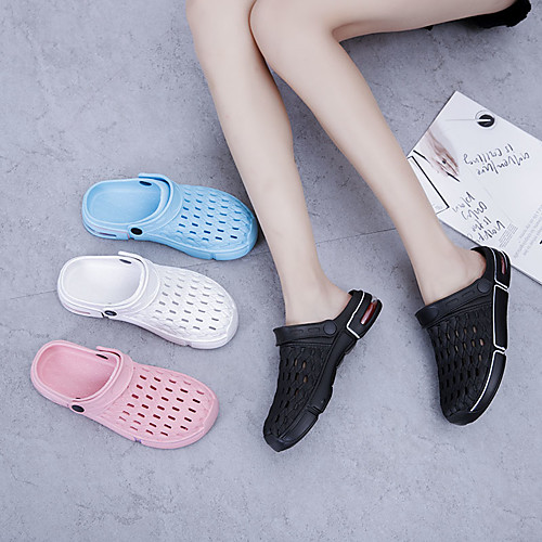 

Women's Slippers & Flip-Flops Flat Heel Round Toe Synthetics Minimalism Summer Pink / White / Black / Color Block