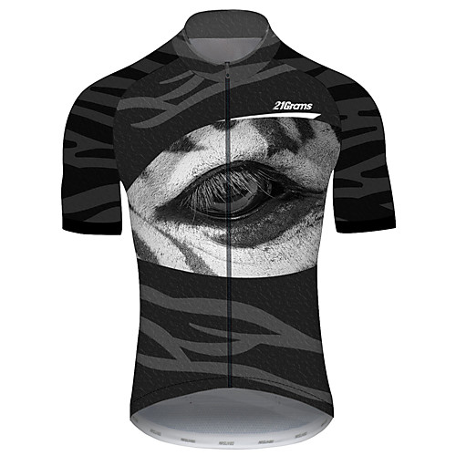 

21Grams Men's Short Sleeve Cycling Jersey Black / White Animal Bike Jersey Top Mountain Bike MTB Road Bike Cycling UV Resistant Breathable Quick Dry Sports Clothing Apparel / Stretchy / Race Fit