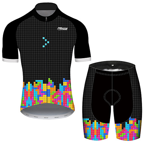 

21Grams Men's Short Sleeve Cycling Jersey with Shorts Black / Red Plaid / Checkered Funny Tetris Bike Clothing Suit UV Resistant Breathable Quick Dry Sweat-wicking Sports Plaid / Checkered Mountain