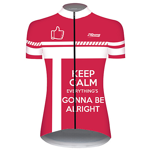 

21Grams Women's Short Sleeve Cycling Jersey 100% Polyester Red and White Geometic Bike Jersey Top Mountain Bike MTB Road Bike Cycling UV Resistant Breathable Quick Dry Sports Clothing Apparel