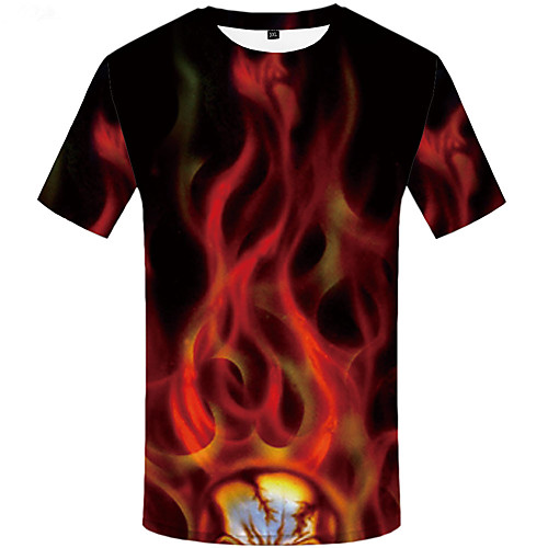 

Men's Daily Sports Basic / Street chic T-shirt - Floral / 3D / Graphic Print Red