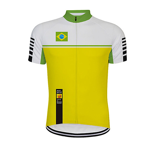 

21Grams Men's Short Sleeve Cycling Jersey Green / Yellow Bike Jersey Top Mountain Bike MTB Road Bike Cycling UV Resistant Breathable Quick Dry Sports Clothing Apparel / Stretchy