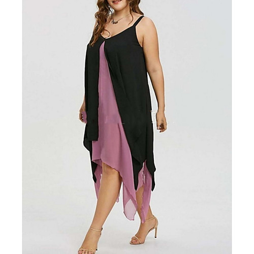 

Women's Blushing Pink Green Dress Loose Solid Color M L