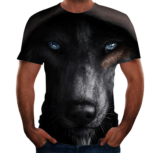

Men's Going out Weekend Basic T-shirt - Color Block / 3D / Animal Gray