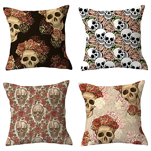 

4 pcs Throw Pillow Simple Classic 4545 cm Cotton / Linen Modern / Contemporary Pillow Case Anime Animal Cartoon Animals Cartoon