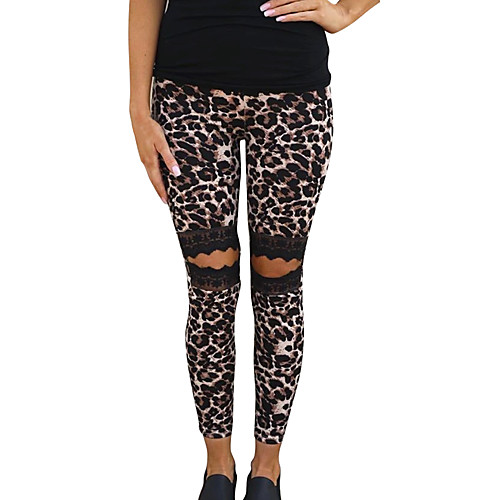 

Women's Basic Chinos Pants - Leopard Lace Brown S M L