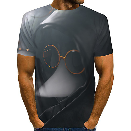 

Men's Daily Basic T-shirt - Color Block / 3D Print Gray