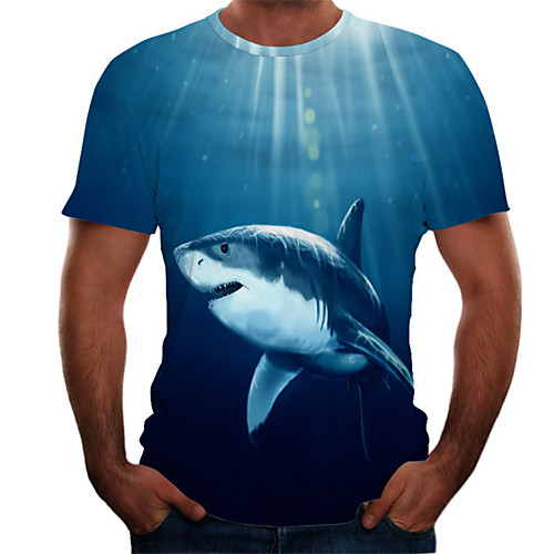 

Men's Daily Basic T-shirt - Color Block / 3D Print Blue