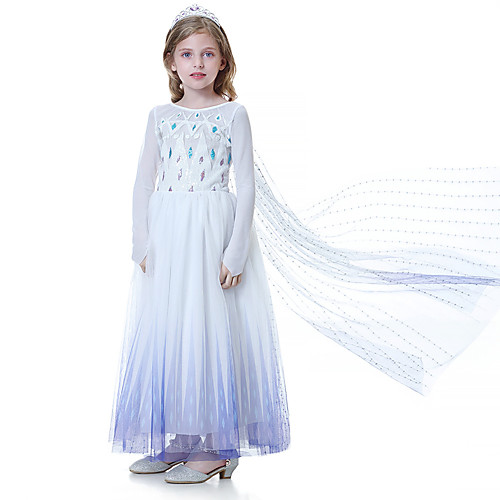 

Princess Elsa Dress Flower Girl Dress Girls' Movie Cosplay A-Line Slip Cosplay White Dress Halloween Carnival Masquerade Tulle Polyester